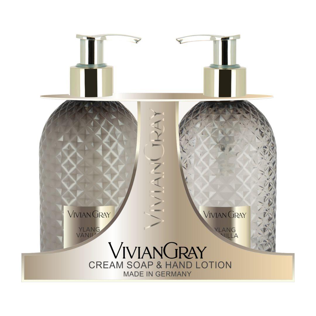 Vivian Gray Set Cream Soap & Hand Lotion 300ml Gemstone Grey Ylang & Vanilla