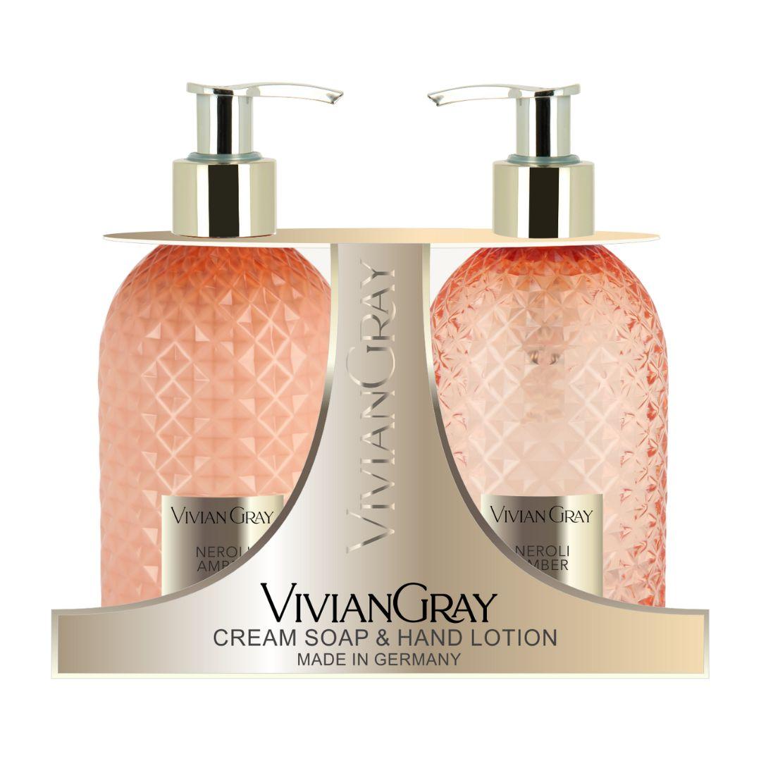 Vivian Gray Set Cream Soap & Hand Lotion 300ml Gemstone Neroli & Amber